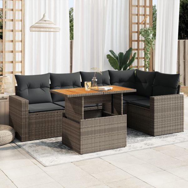 6-Delige Loungeset Met Kussens Poly Rattan - Afbeelding 13