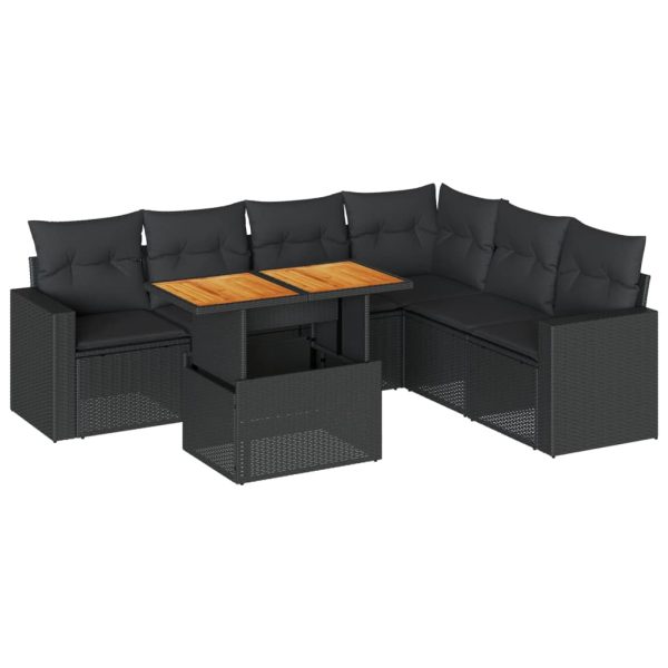 7-Delige Loungeset Met Kussens Poly Rattan - Afbeelding 2