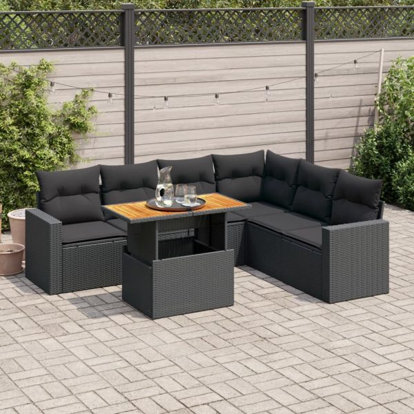 7-Delige Loungeset Met Kussens Poly Rattan