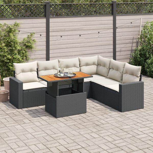 7-Delige Loungeset Met Kussens Poly Rattan - Afbeelding 15