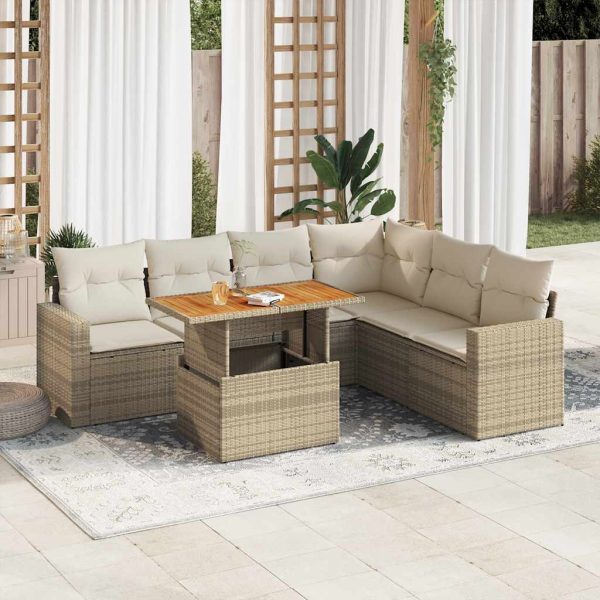 7-Delige Loungeset Met Kussens Poly Rattan - Afbeelding 14