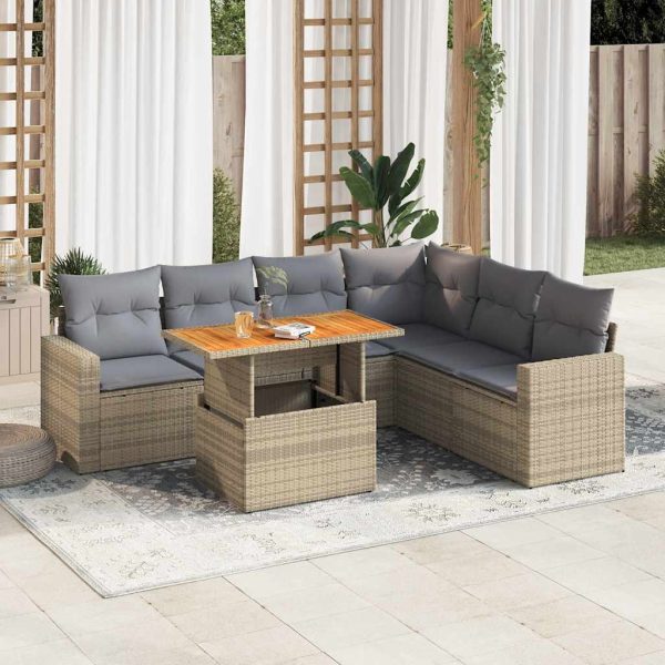 7-Delige Loungeset Met Kussens Poly Rattan - Afbeelding 16