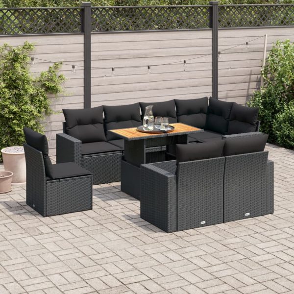 9-Delige Loungeset Met Kussens Poly Rattan