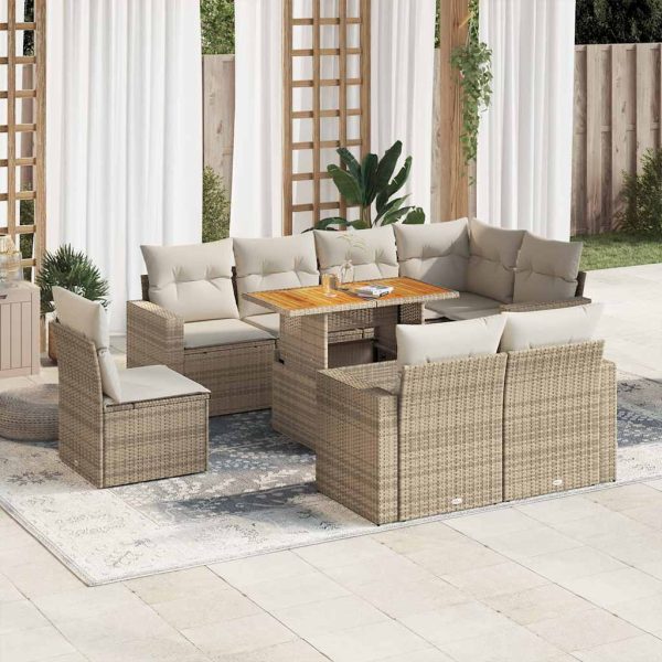 9-Delige Loungeset Met Kussens Poly Rattan - Afbeelding 13