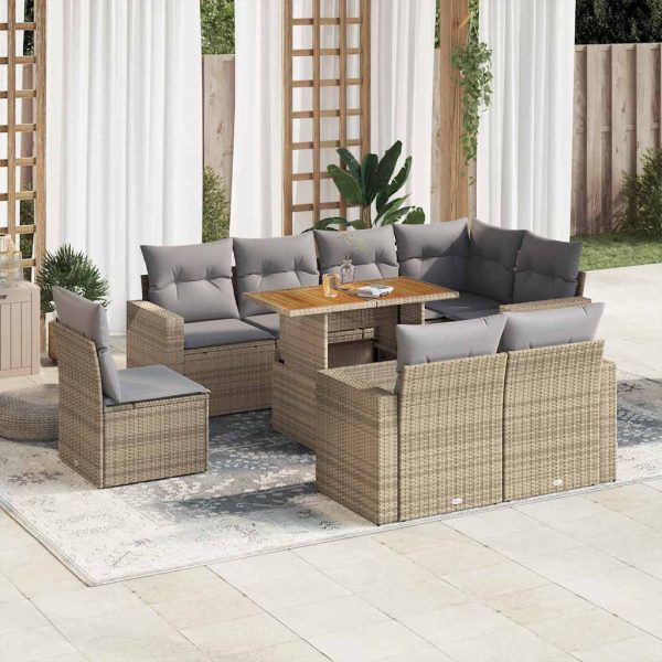 9-Delige Loungeset Met Kussens Poly Rattan - Afbeelding 15