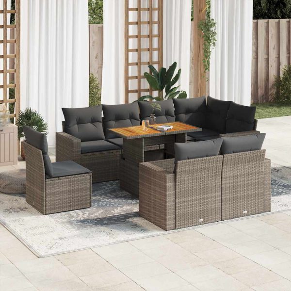 9-Delige Loungeset Met Kussens Poly Rattan - Afbeelding 14