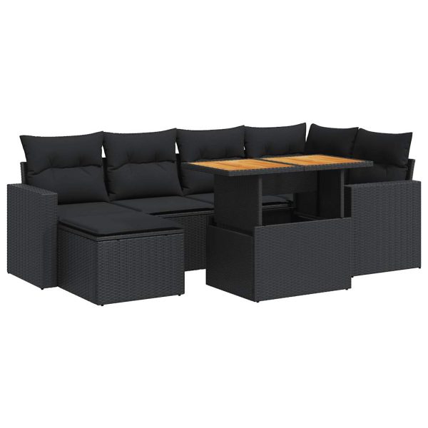 7-Delige Loungeset Met Kussens Poly Rattan - Afbeelding 2