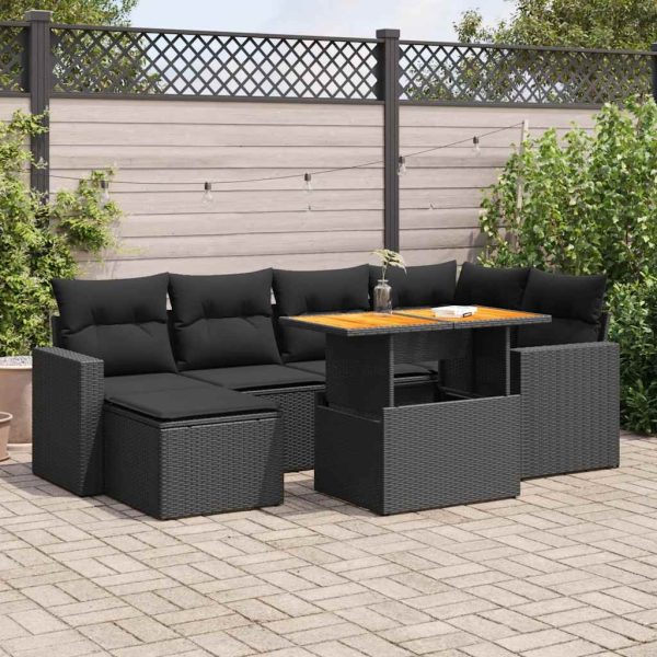 7-Delige Loungeset Met Kussens Poly Rattan