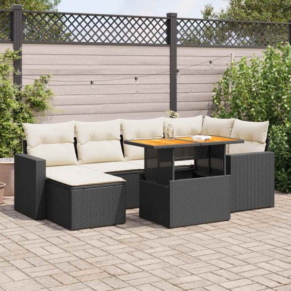 7-Delige Loungeset Met Kussens Poly Rattan - Afbeelding 14