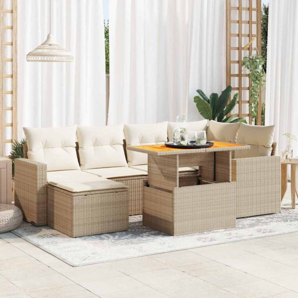 7-Delige Loungeset Met Kussens Poly Rattan - Afbeelding 13