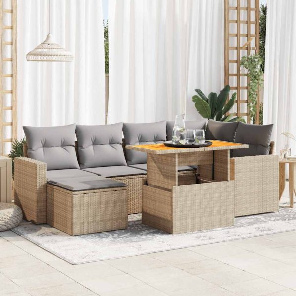 7-Delige Loungeset Met Kussens Poly Rattan - Afbeelding 15