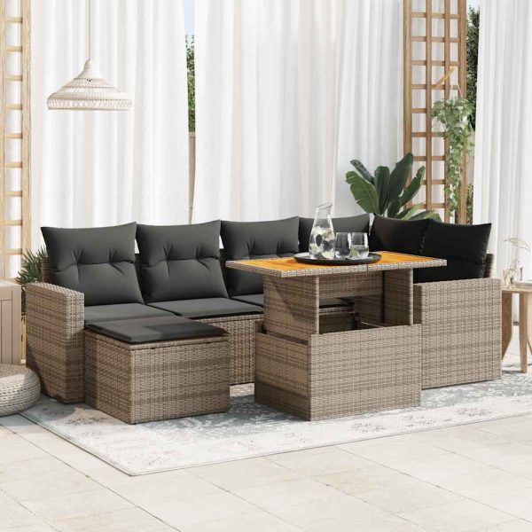 7-Delige Loungeset Met Kussens Poly Rattan - Afbeelding 16