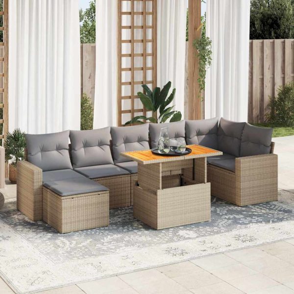 8-Delige Loungeset Met Kussens Poly Rattan - Afbeelding 16