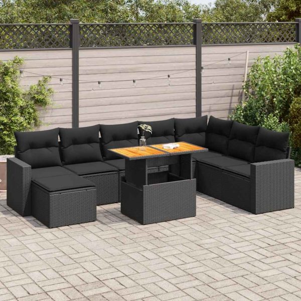 9-Delige Loungeset Met Kussens Poly Rattan