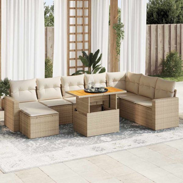 9-Delige Loungeset Met Kussens Poly Rattan - Afbeelding 16