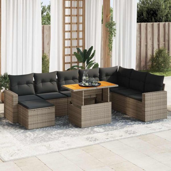 9-Delige Loungeset Met Kussens Poly Rattan - Afbeelding 15