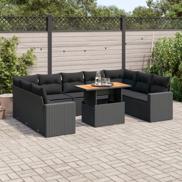 10-Delige Loungeset Met Kussens Poly Rattan