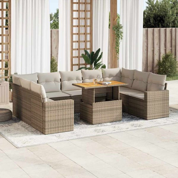 10-Delige Loungeset Met Kussens Poly Rattan - Afbeelding 13