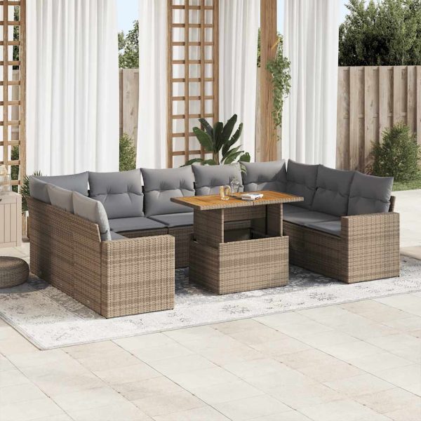 10-Delige Loungeset Met Kussens Poly Rattan - Afbeelding 15