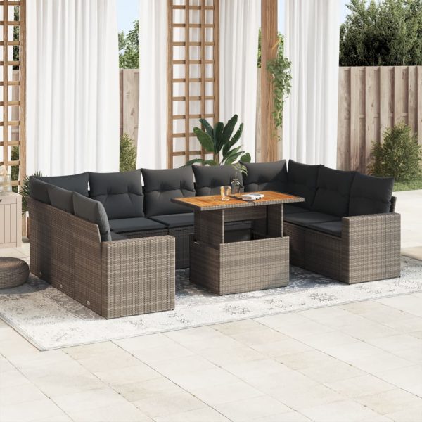 10-Delige Loungeset Met Kussens Poly Rattan - Afbeelding 14