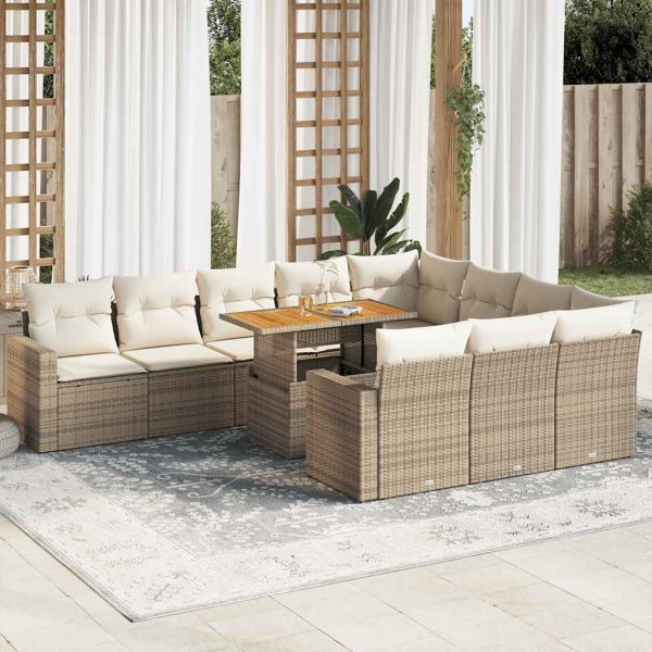 1 Loungeset Met Kussens Poly Rattan - Afbeelding 15