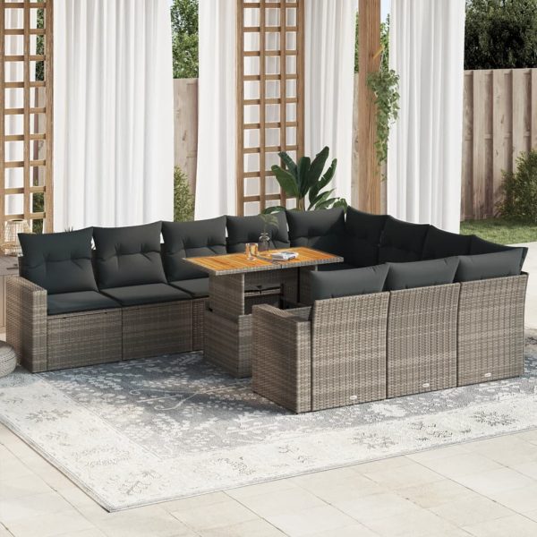 1 Loungeset Met Kussens Poly Rattan - Afbeelding 13