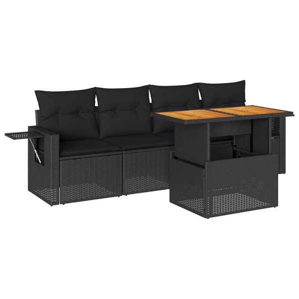 5-Delige Loungeset Met Kussens Poly Rattan - Afbeelding 2