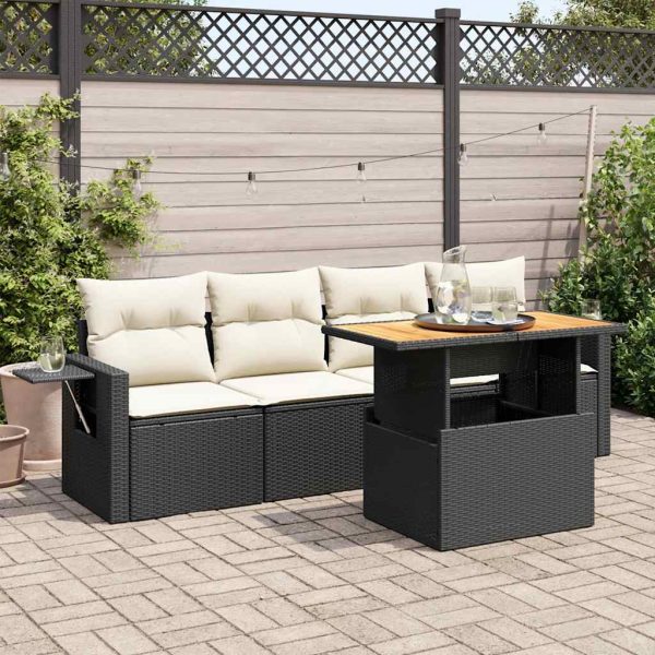 5-Delige Loungeset Met Kussens Poly Rattan - Afbeelding 15