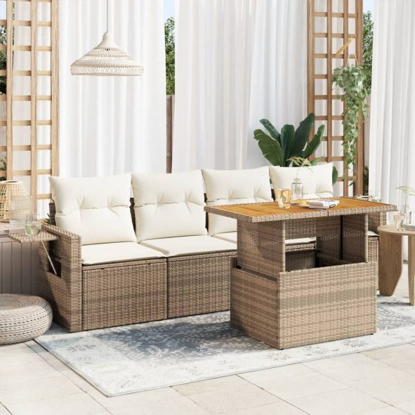 5-Delige Loungeset Met Kussens Poly Rattan - Afbeelding 16