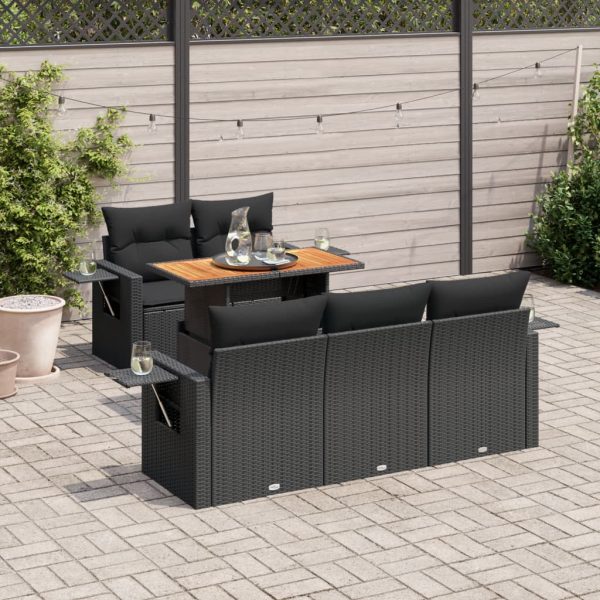 6-Delige Loungeset Met Kussens Poly Rattan