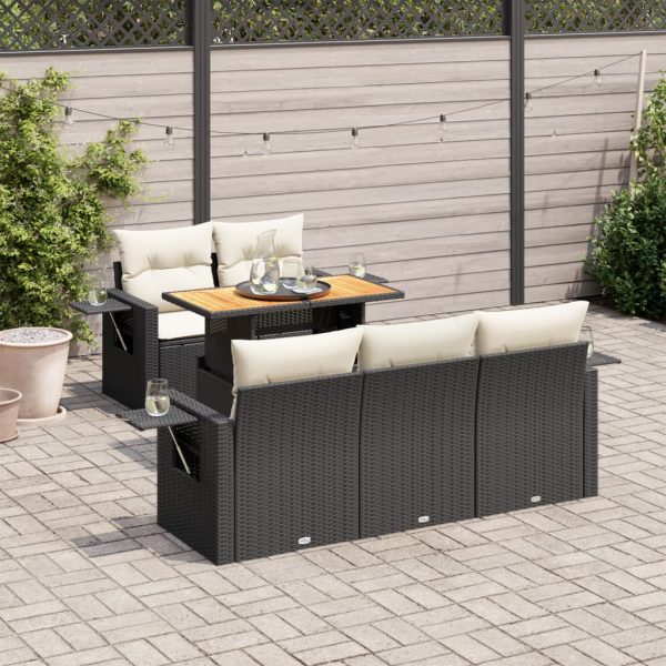 6-Delige Loungeset Met Kussens Poly Rattan - Afbeelding 15