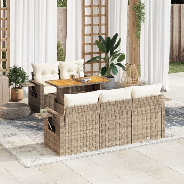 6-Delige Loungeset Met Kussens Poly Rattan - Afbeelding 16