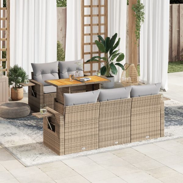 6-Delige Loungeset Met Kussens Poly Rattan - Afbeelding 13