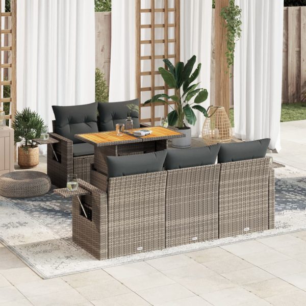 6-Delige Loungeset Met Kussens Poly Rattan - Afbeelding 14