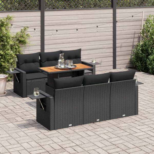 7-Delige Loungeset Met Kussens Poly Rattan