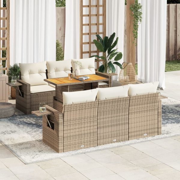 7-Delige Loungeset Met Kussens Poly Rattan - Afbeelding 13