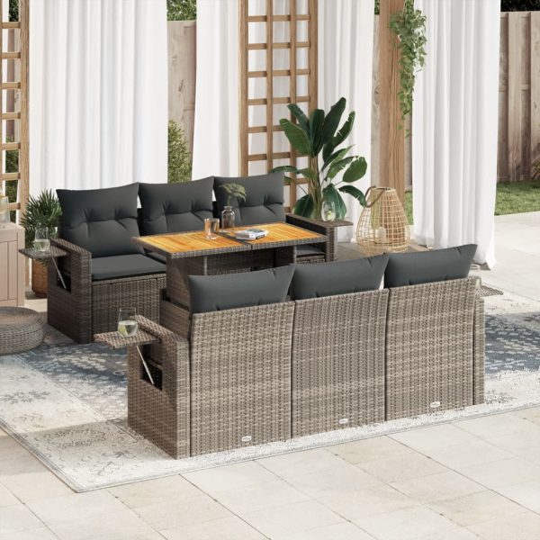 7-Delige Loungeset Met Kussens Poly Rattan - Afbeelding 16