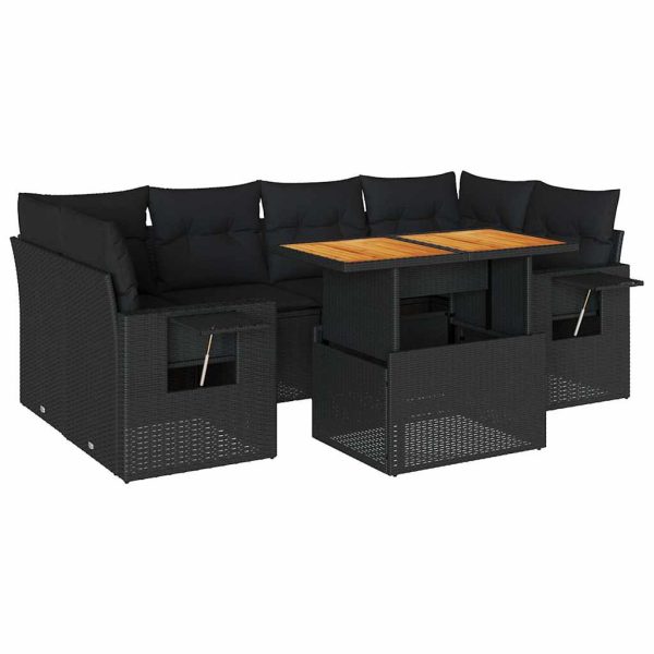 7-Delige Loungeset Met Kussens Poly Rattan - Afbeelding 2