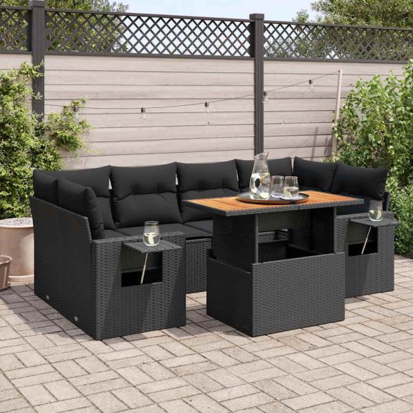 7-Delige Loungeset Met Kussens Poly Rattan