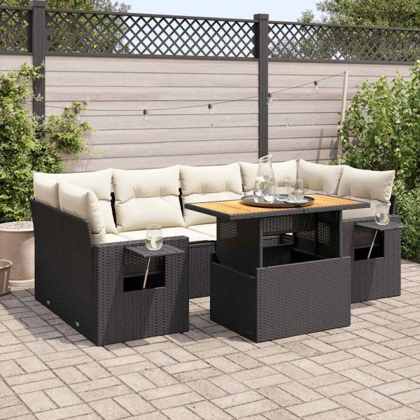 7-Delige Loungeset Met Kussens Poly Rattan - Afbeelding 14