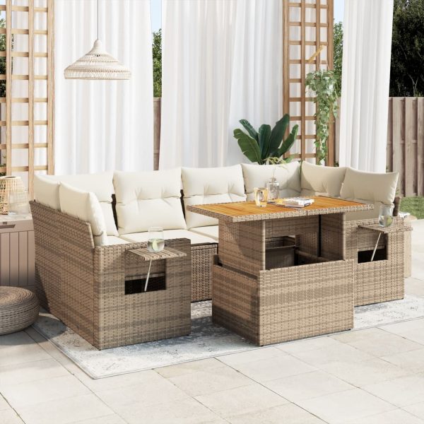 7-Delige Loungeset Met Kussens Poly Rattan - Afbeelding 15