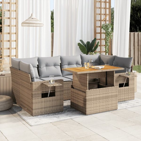 7-Delige Loungeset Met Kussens Poly Rattan - Afbeelding 16