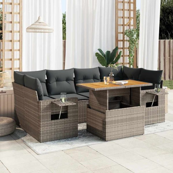 7-Delige Loungeset Met Kussens Poly Rattan - Afbeelding 13