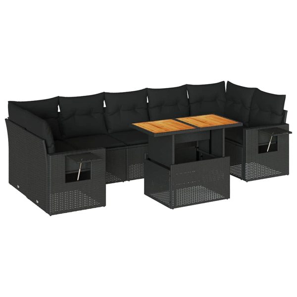 8-Delige Loungeset Met Kussens Poly Rattan - Afbeelding 2