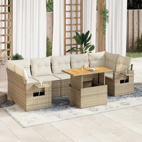 8-Delige Loungeset Met Kussens Poly Rattan - Afbeelding 14