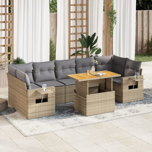 8-Delige Loungeset Met Kussens Poly Rattan - Afbeelding 13