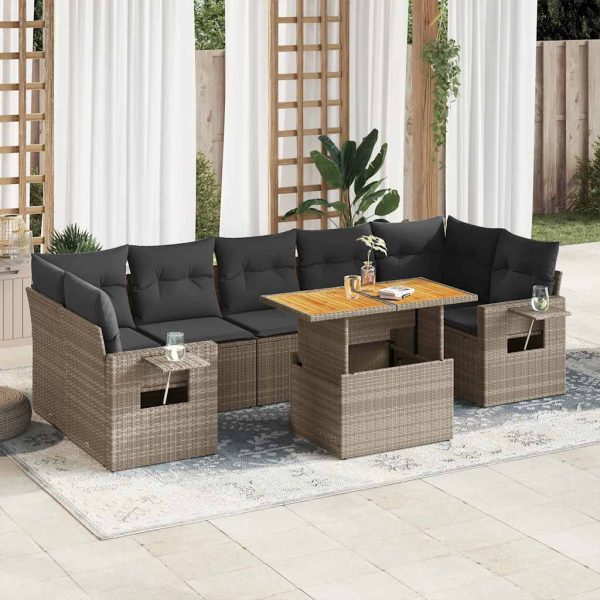 8-Delige Loungeset Met Kussens Poly Rattan - Afbeelding 15