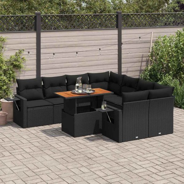 9-Delige Loungeset Met Kussens Poly Rattan