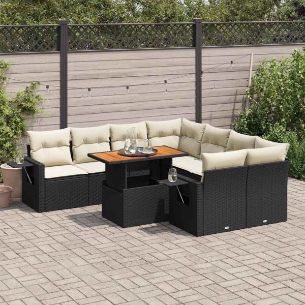 9-Delige Loungeset Met Kussens Poly Rattan - Afbeelding 15