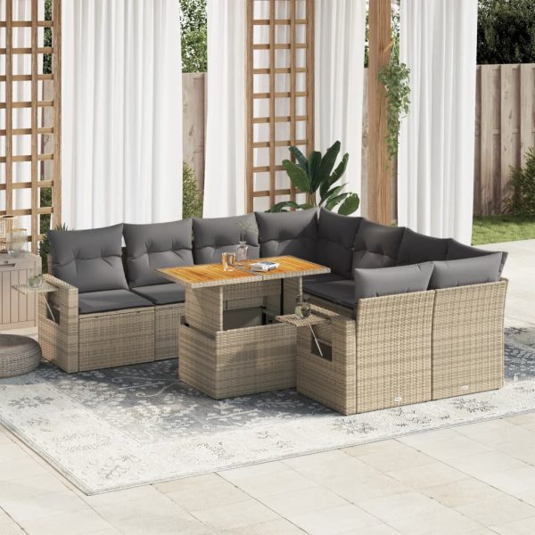 9-Delige Loungeset Met Kussens Poly Rattan - Afbeelding 16